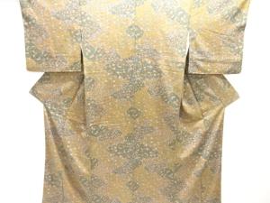 雲に草花模様小紋着物